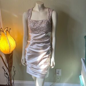 “New Arrivals” Women’s Hailey Satin&Lace Dress In Size 8 Champagne color.